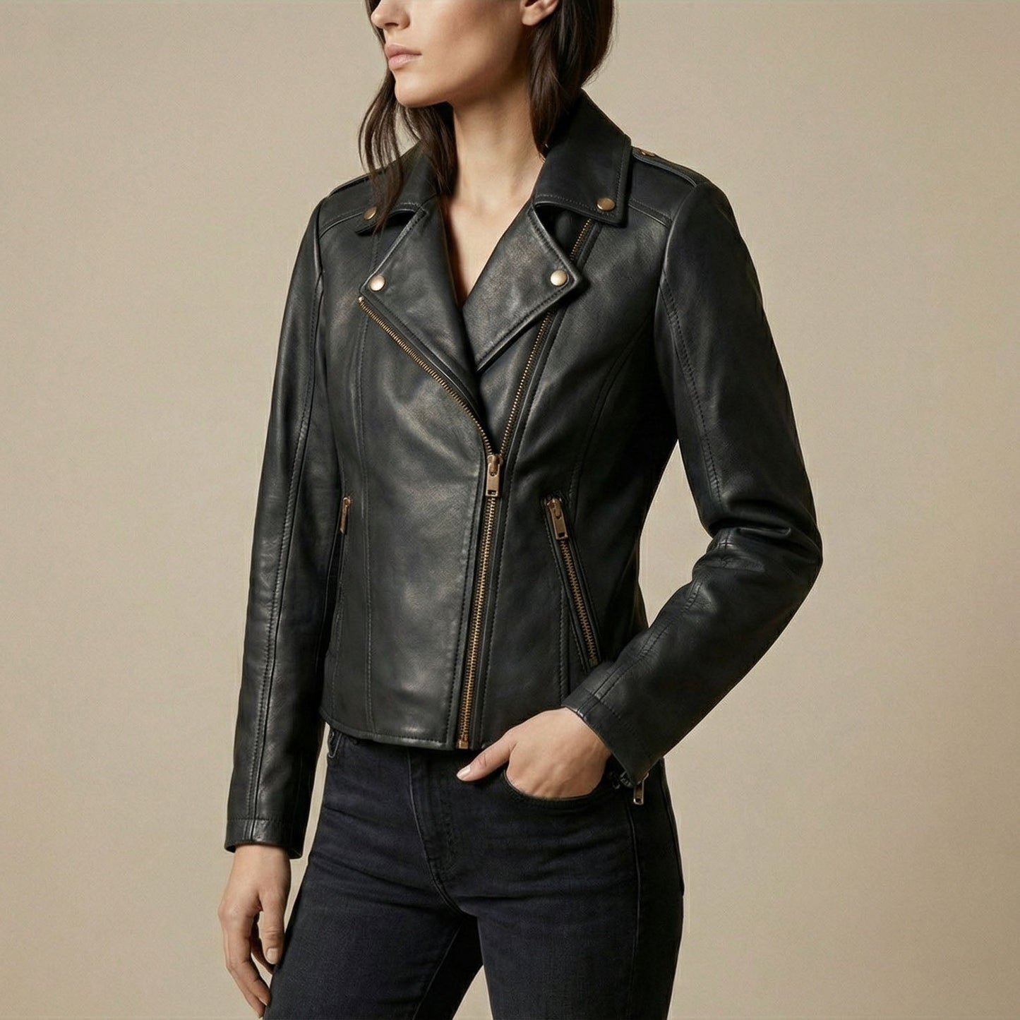 Blush Leather Biker Jacket