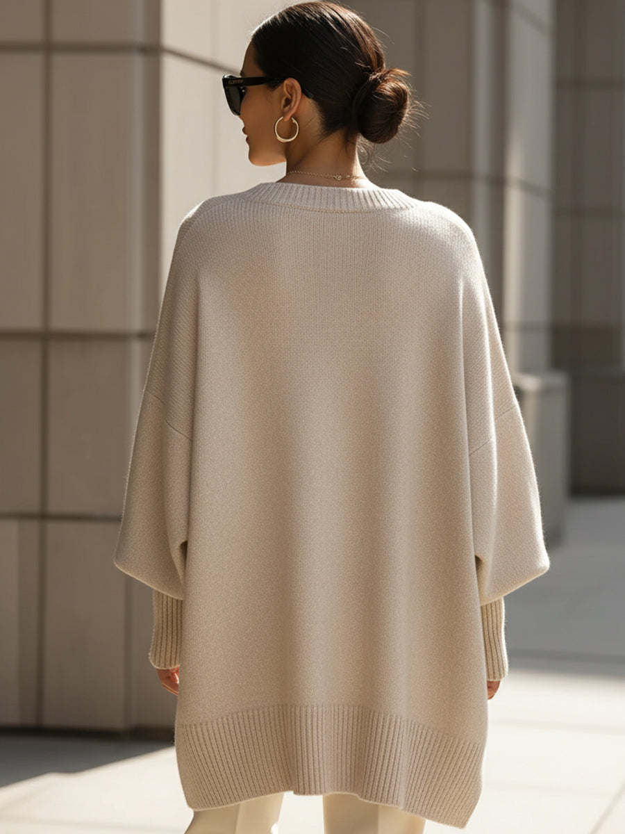 Ceylan Women’s Oversized Tunic Sweater with Dolman Sleeves
