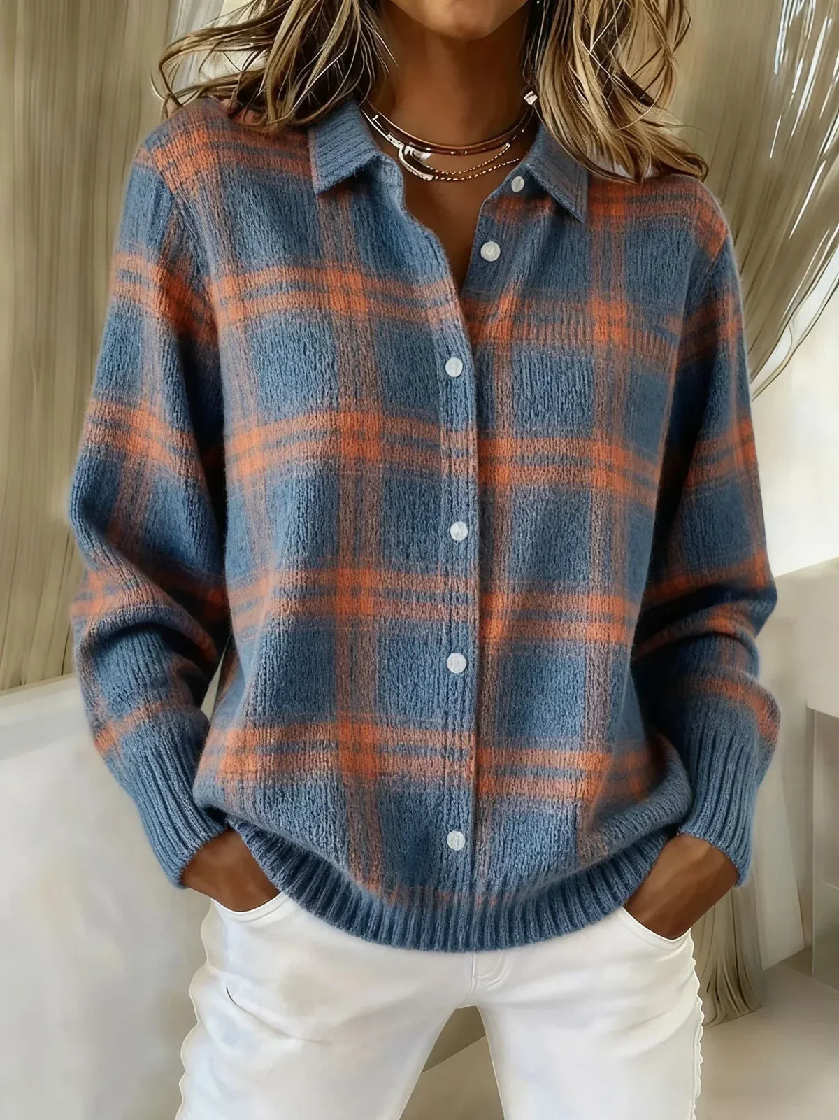 Anna | Plaid Cardigan – Retro & Cozy