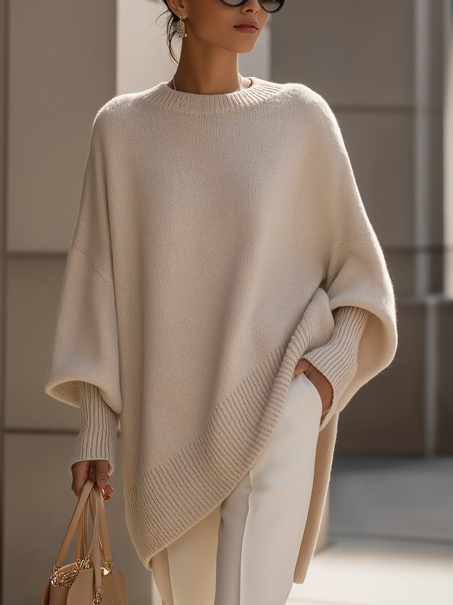 Ceylan Women’s Oversized Tunic Sweater with Dolman Sleeves