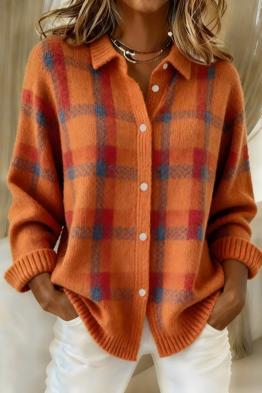 Anna | Plaid Cardigan – Retro & Cozy