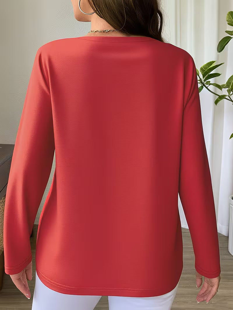 Oihana - Crisscross V-Neck Long Sleeve Top