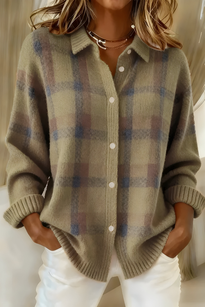 Anna | Plaid Cardigan – Retro & Cozy