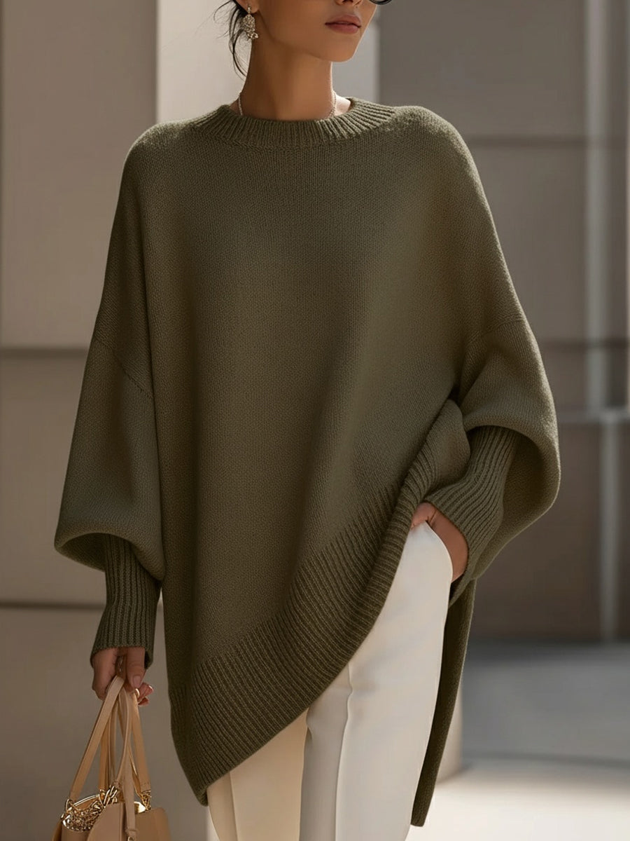 Ceylan Women’s Oversized Tunic Sweater with Dolman Sleeves