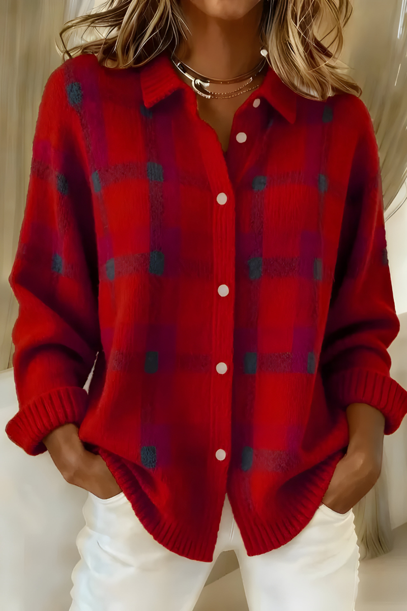 Anna | Plaid Cardigan – Retro & Cozy