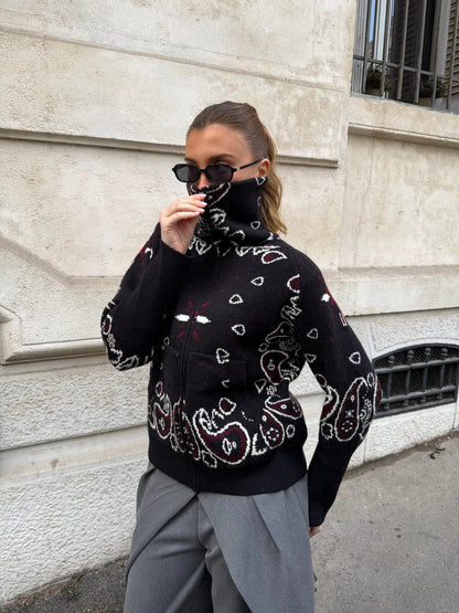 Bandana Patterned Cardigan