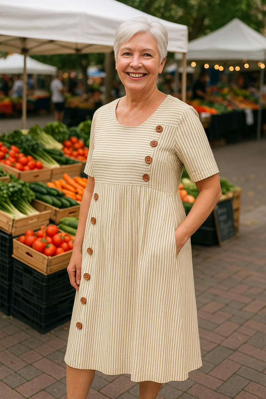 Nina Striped Midi Dress