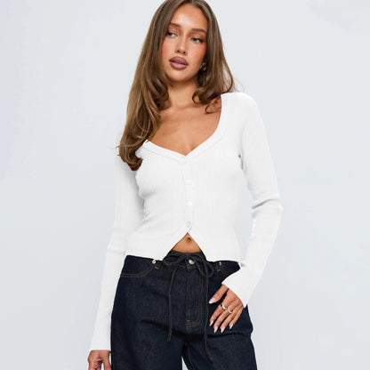 Malia Ribbed Button Knit Top