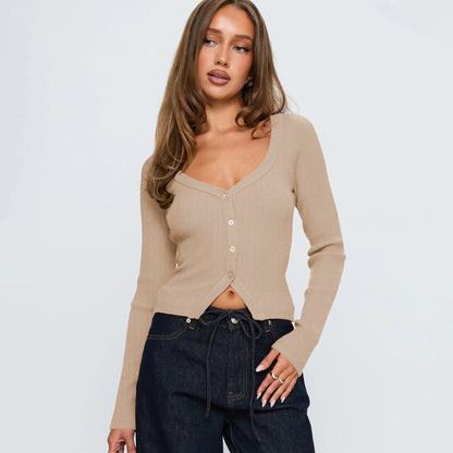 Malia Ribbed Button Knit Top