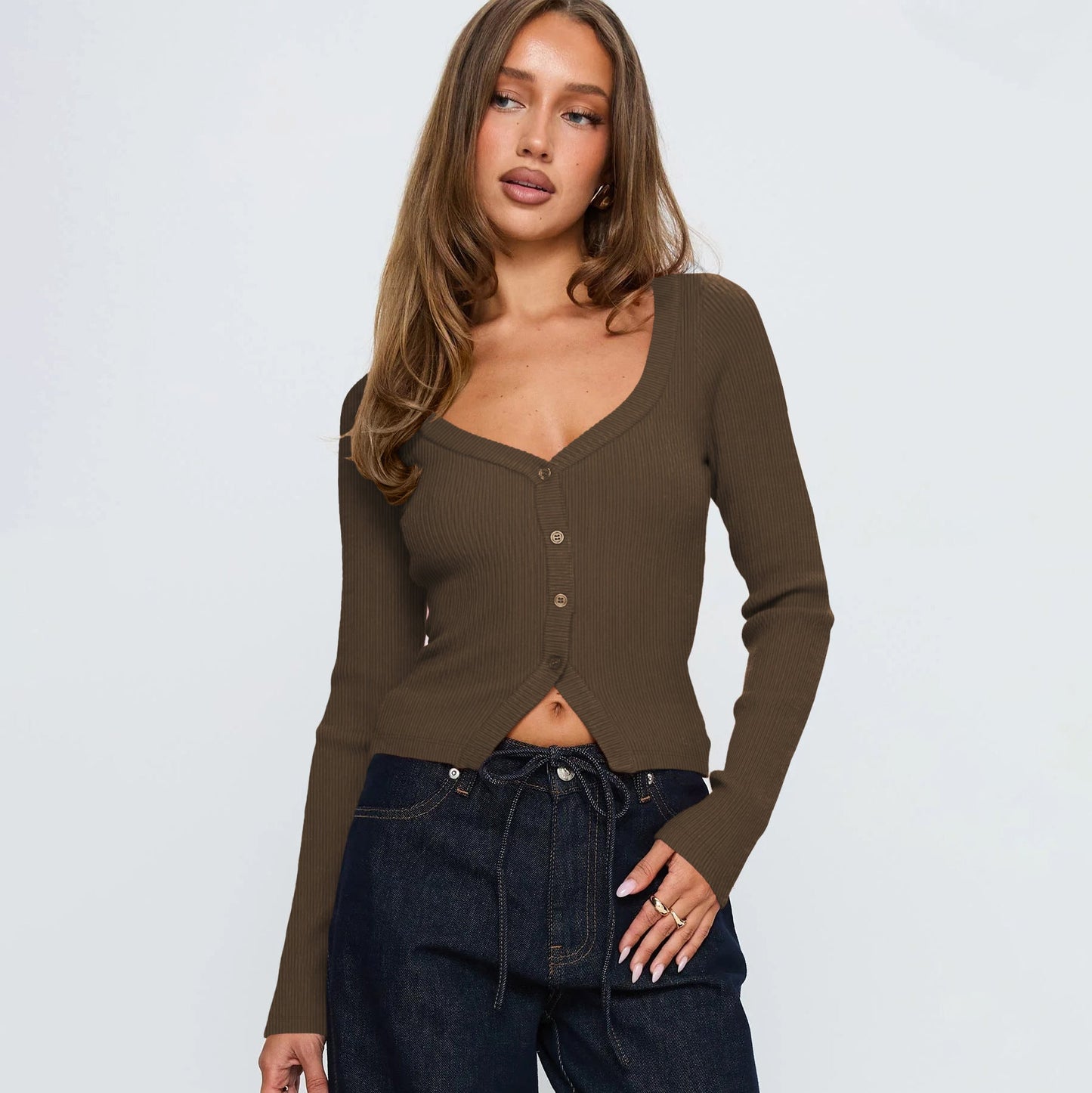 Malia Ribbed Button Knit Top