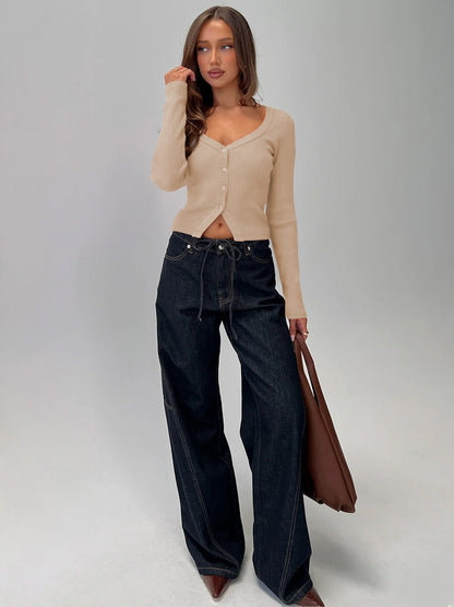 Malia Ribbed Button Knit Top