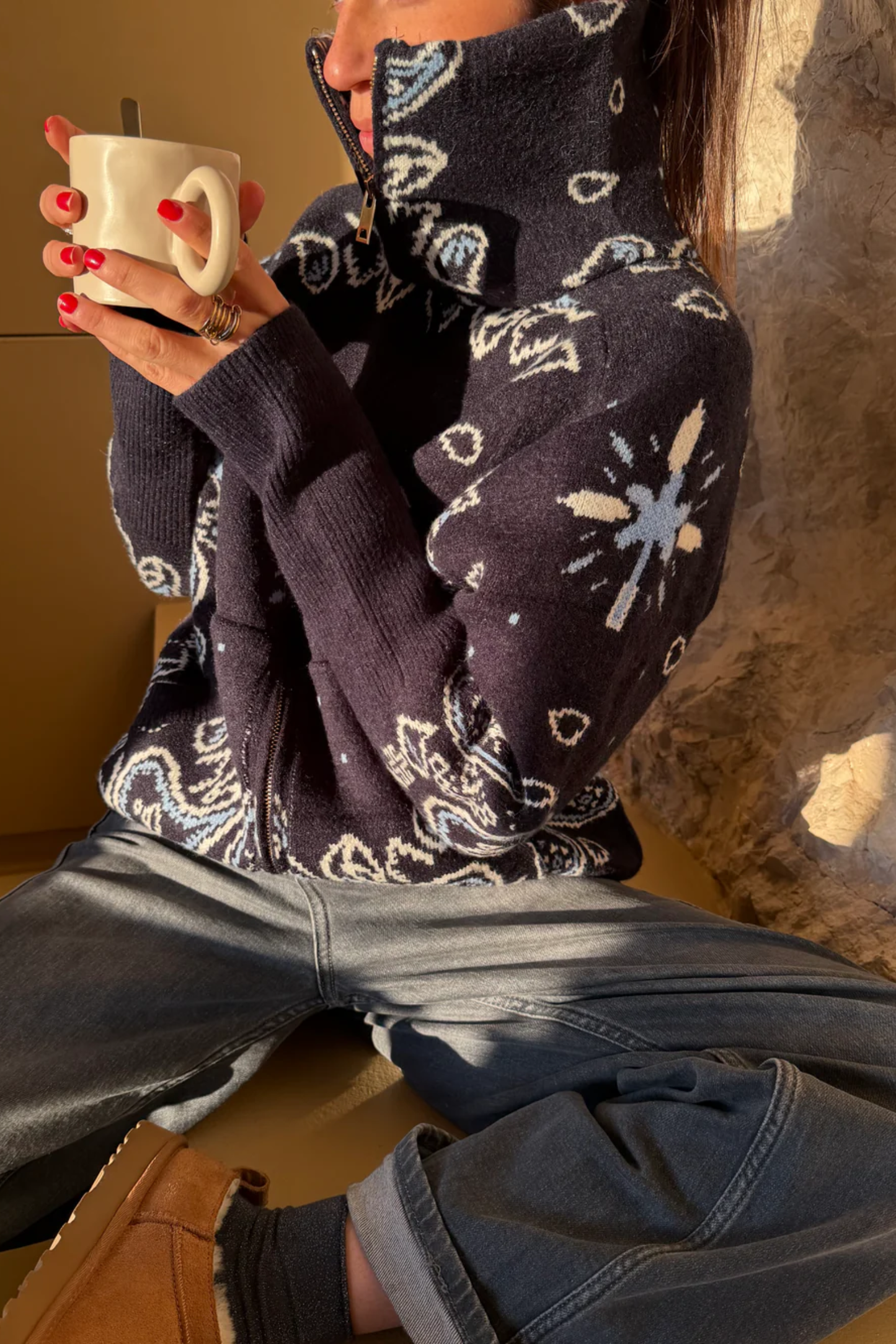 Bandana Patterned Cardigan