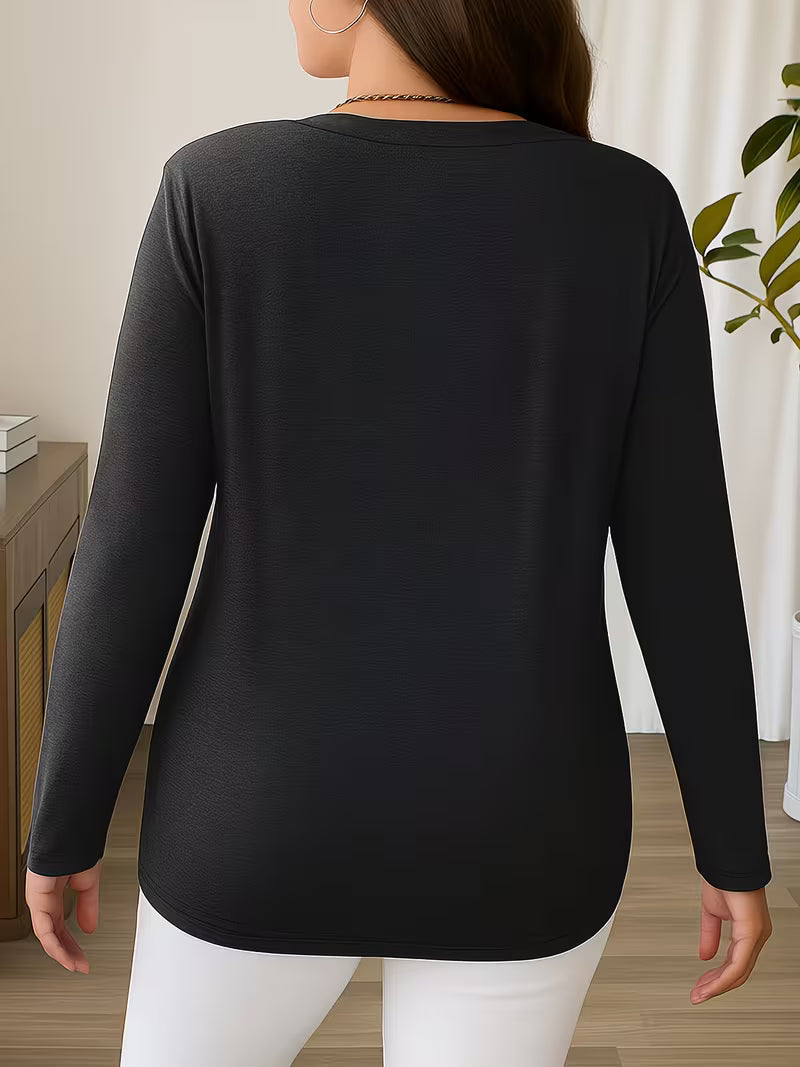 Oihana - Crisscross V-Neck Long Sleeve Top