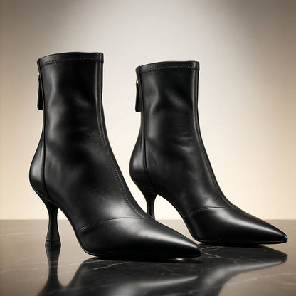 Valentina Leather Pointed-Heel Ankle Boot