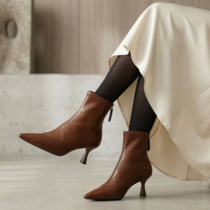 Valentina Leather Pointed-Heel Ankle Boot